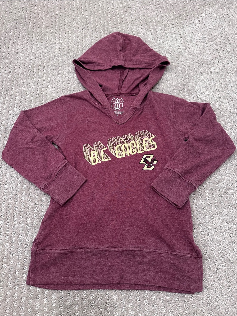 Wes & Willy Boston College Eagles Girls Hoodie Maroon Size 4T